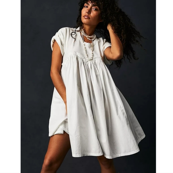 Free People Dresses & Skirts - Free People Catalina Swing White Flowy Short‎ Sleeve Sundress